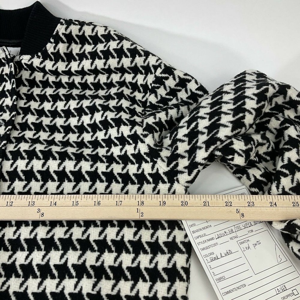 L'Academie Jacket Women Sz S The Sophia Bomber Black White Houndstooth $178 Nwt - Picture 6 of 11